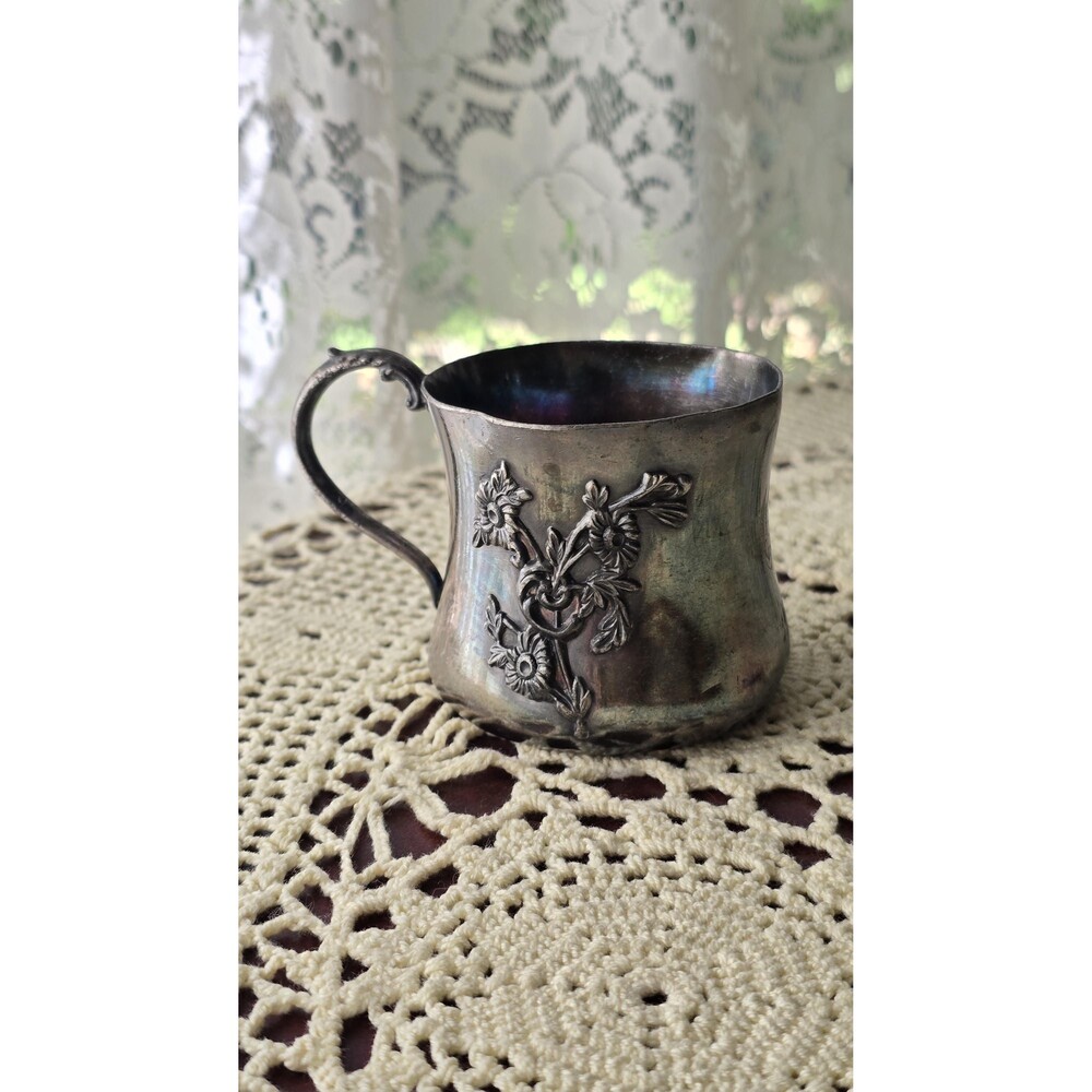 Antique Van Bergh Quadruple Silver Plate Floral Cup - Rochester NY 1892-1926